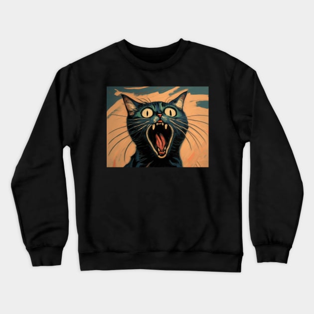 Screaming Cat Crewneck Sweatshirt by TheJadeCat